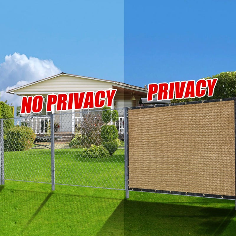 BADAO Sand 6FT X 50FT Outdoor Privacy Screen Fence & Mesh Shade Net Cover, Ideal for Garden and Backyard - Enhances Privacy for Fencing & Chain Link, Perfect for Patio Privacy Wall, Slatsï¼ŒFreestanding - Image 5