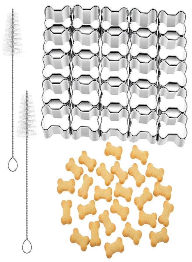 Elegaperma Dog Cookie Cutters for Treats, Tiny Bone Cookie Cutters, Stainless Steel Dog Treat Cookies Cutters With 2 Clean Brush for Crackers Non-Stick Dough Diy Cookies Mold - Image 1