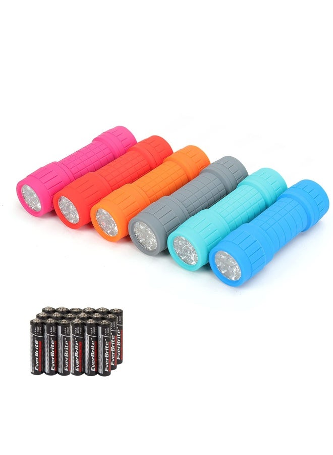 EverBrite 9-Led Flashlight 6-Pack Compact Handheld Torch Assorted Colors With Lanyard 3Aaa Battery Included Hurricane Supplies Camping Gift To Halloween Charismas  - Image 1