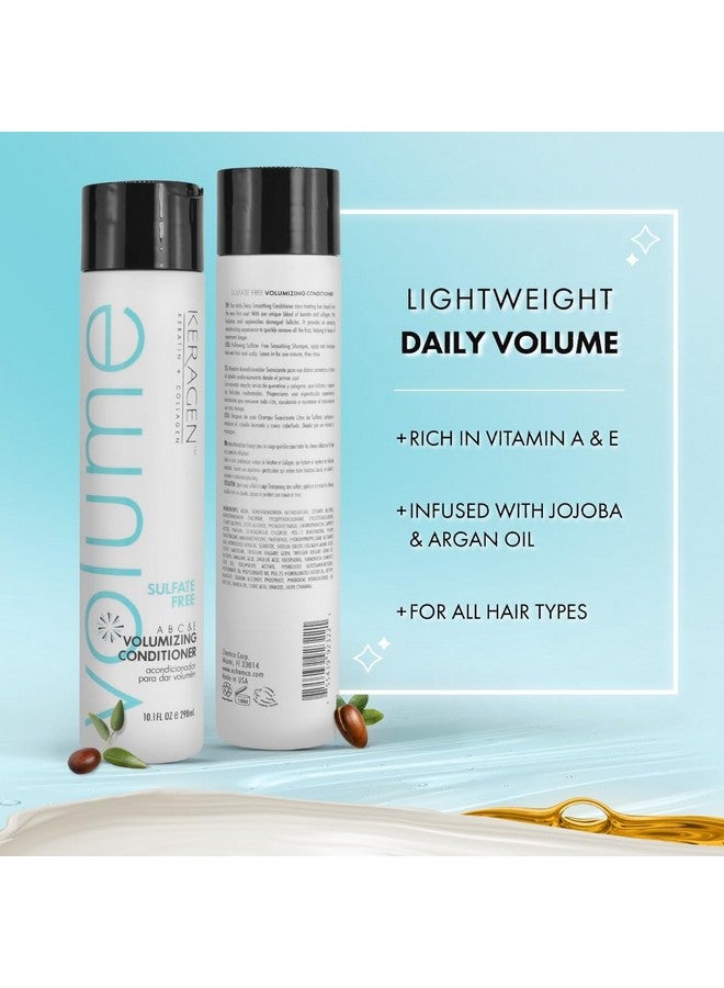 KERAGEN Volumizing Conditioner For Fine Hair With Keratin And Collagen Sulfate Free 10 Oz Add Thickness Hydrates And Enhances Hair Volume With Panthenol Vitamins And Jojoba Oil - Image 3