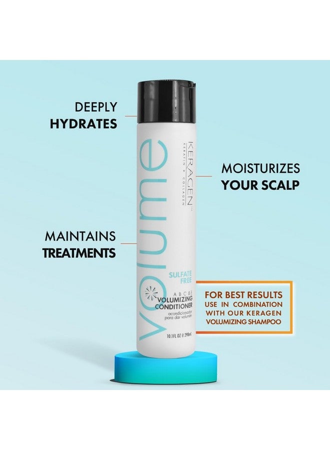 KERAGEN Volumizing Conditioner For Fine Hair With Keratin And Collagen Sulfate Free 10 Oz Add Thickness Hydrates And Enhances Hair Volume With Panthenol Vitamins And Jojoba Oil - Image 4
