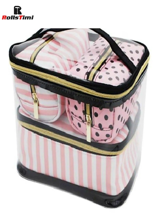 RollsTimi  4-Piece PVC Cosmetic Storage Bags Portable Makeup Organizer Waterproof Watch Case Travel  - Image 1