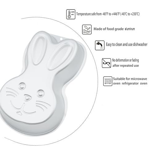 Kundalini Easter Bunny 3D Cake Pan Nonstick Aluminum Bunny Shaped Baking Mold for Easter - Image 3