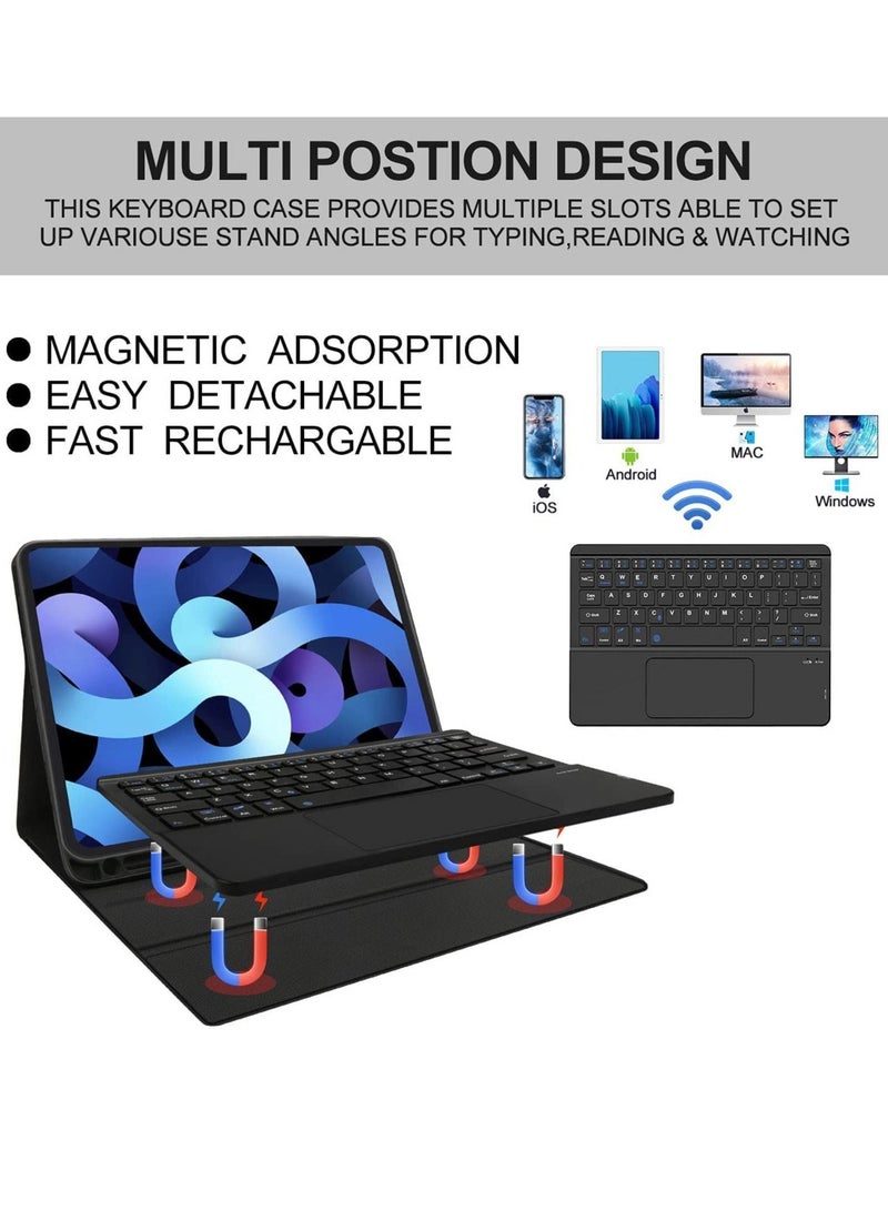 MUNTAQI iPad Keyboard Case for iPad Air 4th Generation, Detachable Wireless Bluetooth Trackpad Keyboard, Smart Folio Cover with Pencil Holder, - Image 4