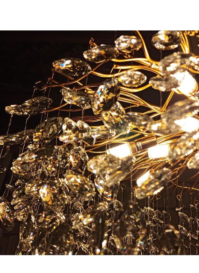 Visionary - Marquize Shape Horse Eye Shape Diamond Crystal Chandelier French Luxury Golden Branches Modern Style Pendant Light For Villa Living Room Lobby Dining Room Cafe - Image 1