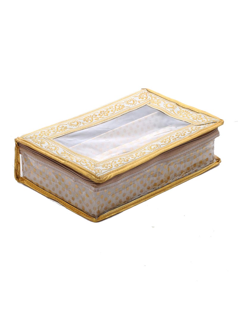 Kuber Industries Kuber Industries Brocade Hardboard Two Rod Bangle Box (Gold) - CTKTC42082  - Image 3