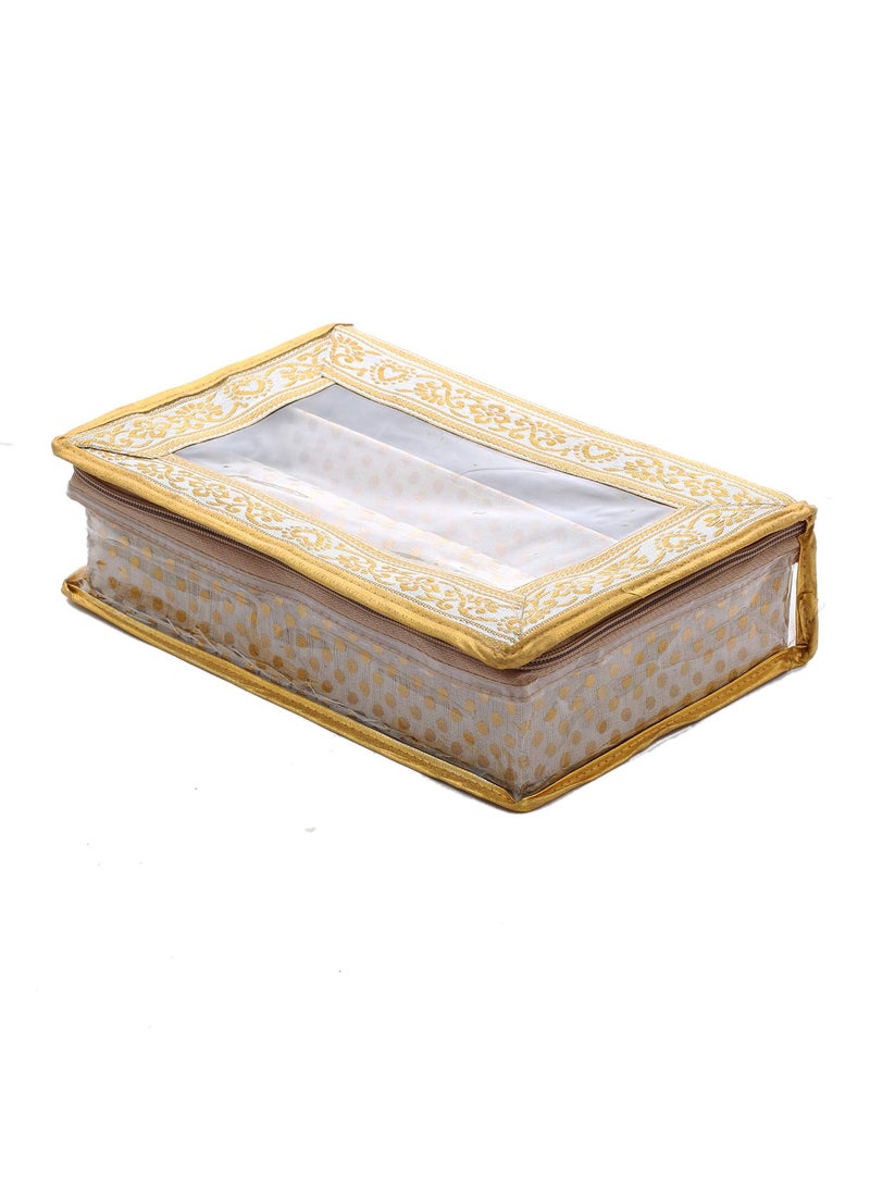 Kuber Industries Kuber Industries Brocade Hardboard Two Rod Bangle Box (Gold) - CTKTC42082  - Image 2