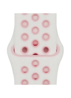 Generic Suitable For Apple Two-color Silicone Nike Strap Nike Hole Apple Iwatch Breathable Sports Watch Strap-Color:17 White + Pink-Specifications:38/40/41mm-L  - Image 1