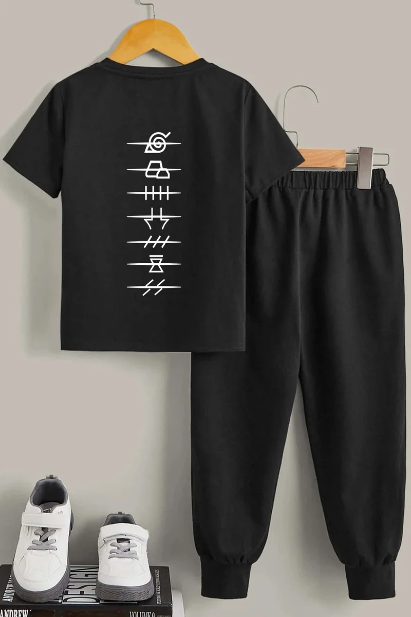 ONLYTRENDWEAR Kids Ninja Akatsuki Bottom - Top Tracksuit Set 3-4 Years Old Black