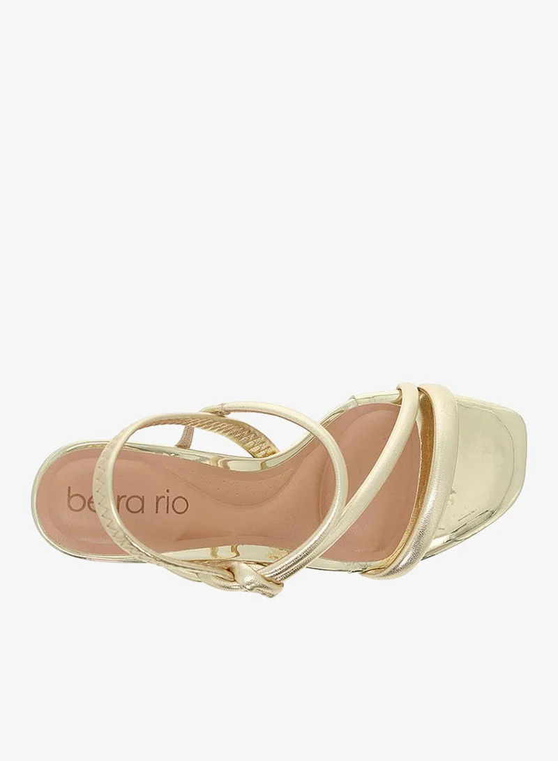 Beira Rio GOLD Beira Rio Ladies High Heel Sandals Gold | Made In Brazil for Women | Best Price UAE