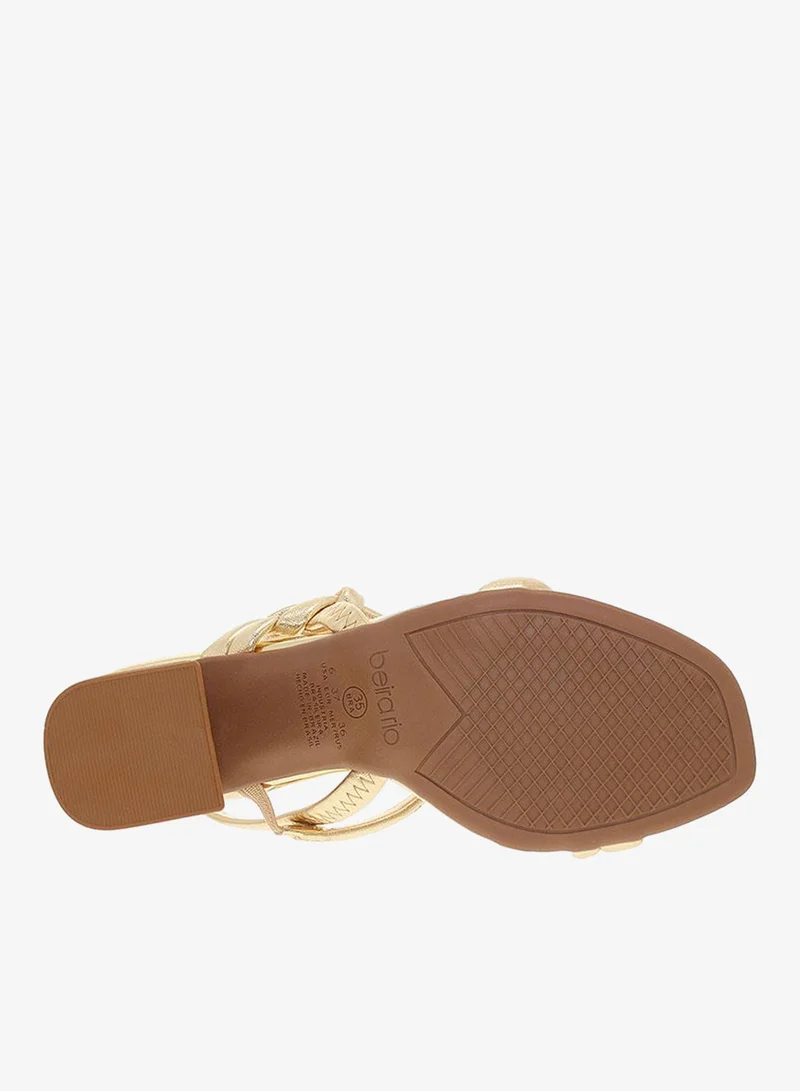 Beira Rio GOLD Beira Rio Ladies High Heel Sandals Gold | Made In Brazil for Women | Best Price UAE