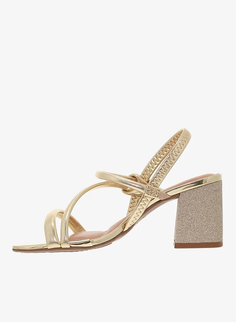 Beira Rio GOLD Beira Rio Ladies High Heel Sandals Gold | Made In Brazil for Women | Best Price UAE
