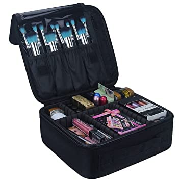 MYPS Nylon Cosmetic Makeup Kit Storage Organizer Case Travel Toiletry Vanity Bag with Adjustable Compartment - Image 2