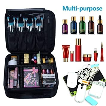 MYPS Nylon Cosmetic Makeup Kit Storage Organizer Case Travel Toiletry Vanity Bag with Adjustable Compartment - Image 4