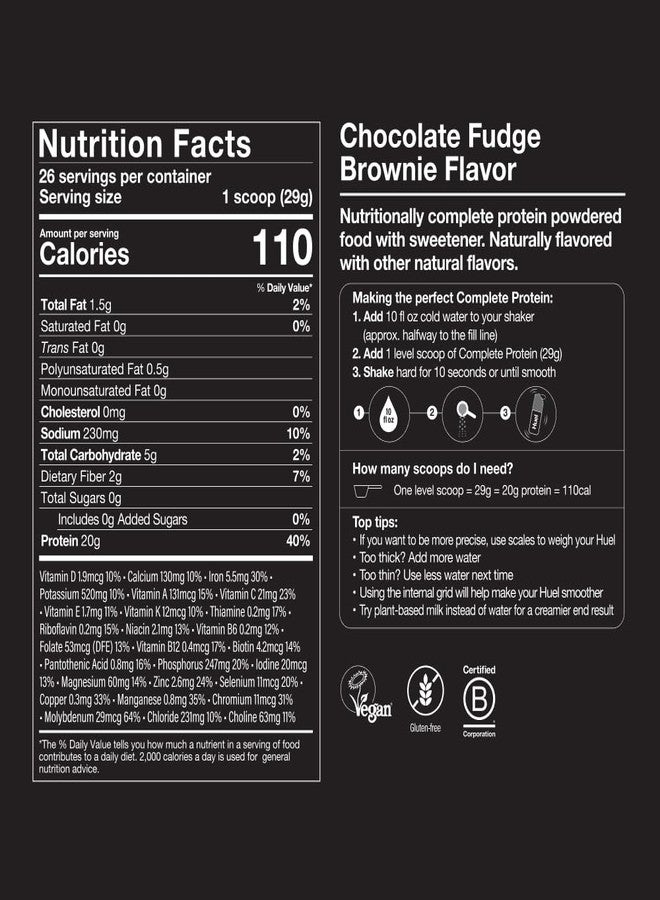 Huel Vegan Protein Powder | Chocolate Fudge Brownie | Complete Nutrition | 20g Protein Powder | 100% Plant-Based | 27 Vitamins & Minerals, Gluten Free, Non-GMO, Lactose Free | 26 Servings - Image 4