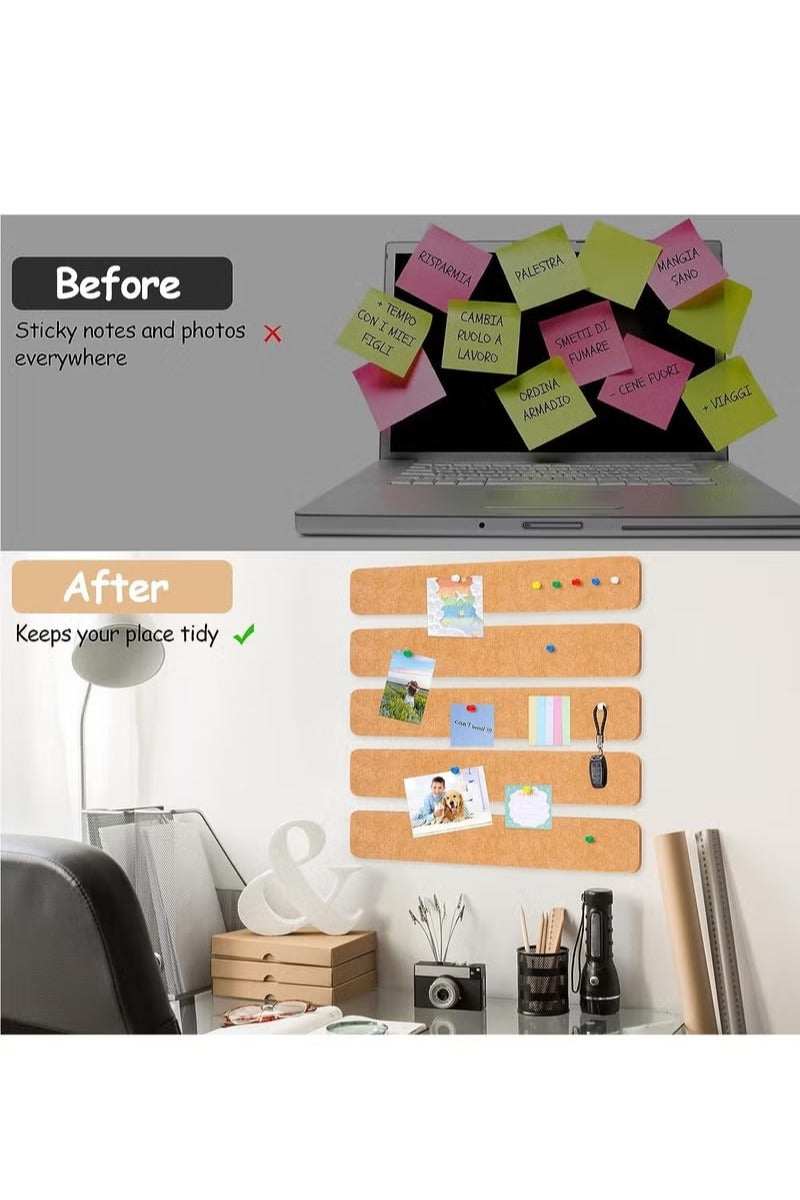 5pack Bulletin Flat Noodles, Felt Nails with 50 Thumbtacks Flat Noodles, Self-Adhesive Felt Bulletin Board, For Office, School, Home Wall Decoration, For Pasting Notes, Photos, Schedules, Organization Memos, Photos, Display - Image 5