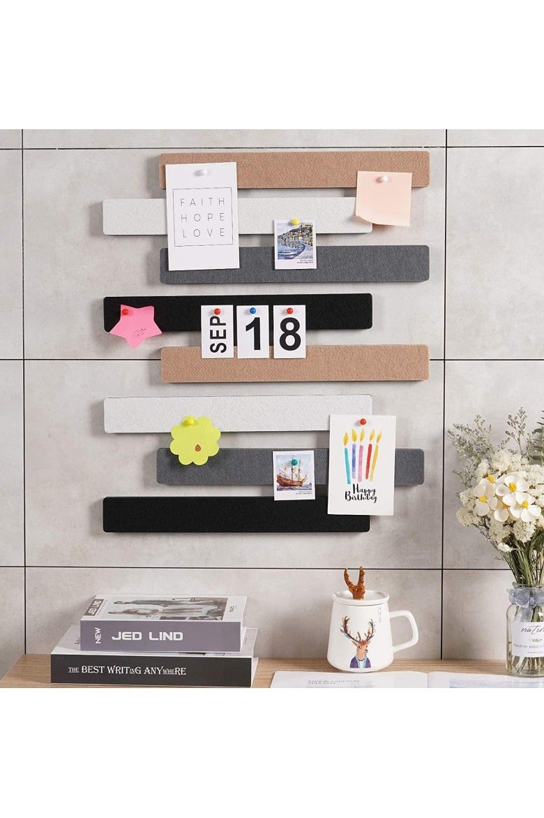 5pack Bulletin Flat Noodles, Felt Nails with 50 Thumbtacks Flat Noodles, Self-Adhesive Felt Bulletin Board, For Office, School, Home Wall Decoration, For Pasting Notes, Photos, Schedules, Organization Memos, Photos, Display - Image 3