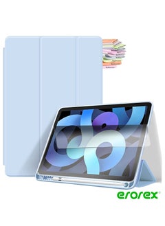 Case for New iPad Air 5th Generation 10.9 Inch with Screen Protector and Auto Wake Sleep Cover White Ice Blue