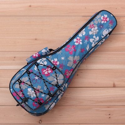 HOT SEAL 10MM Waterproof Durable Colorful Ukulele Case Bag with Storage (21in, Blue flowers) - Image 2