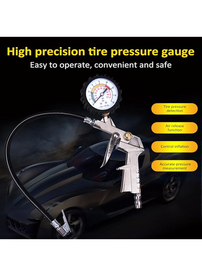 Eacam Tire Pressure Gauge, Tire Inflator Pressure Gauge With Inflator Deflation&Precise Pressure Measurement Compatible With Truck Car Motorcycle Bike - Image 2