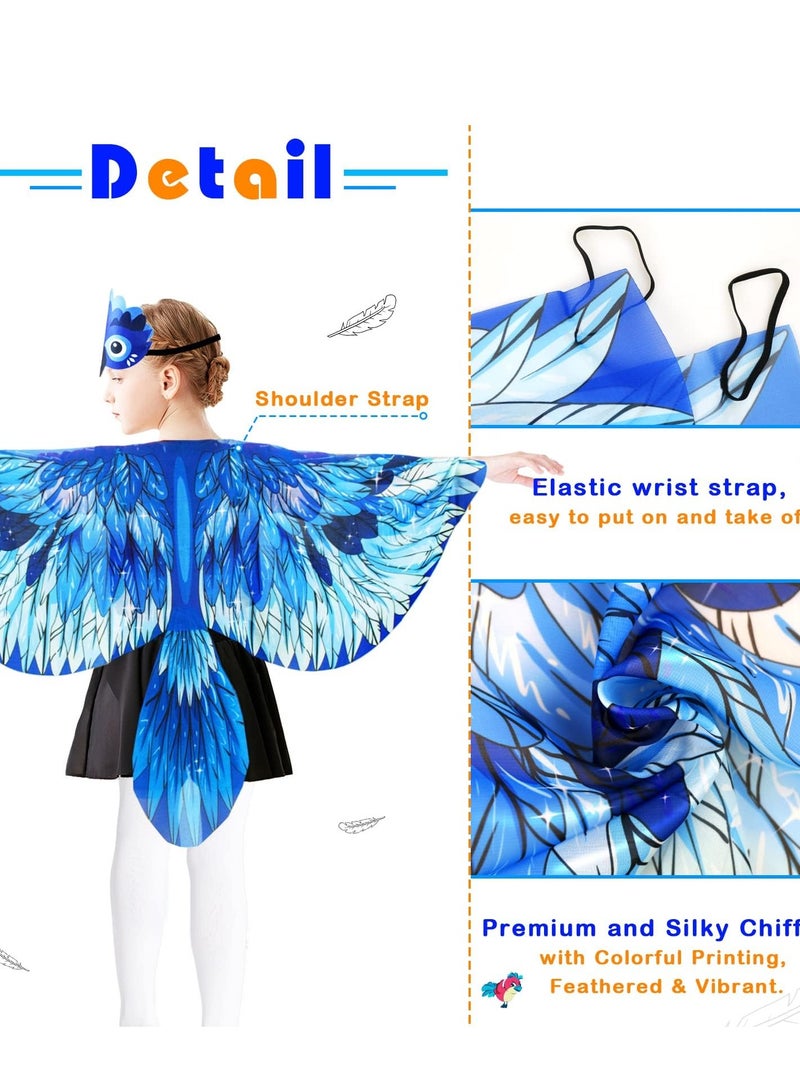 SOLARAE Bird Costume Eagle Wings for Kids and Headband Parrot Owl Dress Up Costumes Girls Boys Party Favors Gifts Toys Dress-Up - Image 3