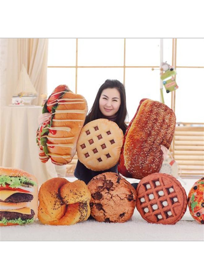 Creative Bread Biscuit Long Cushion Plush Doll Funny Birthday Gift Direct Simulation Snack Pillow-Color:Hamburg 42cm-Height:As Above  - Image 2