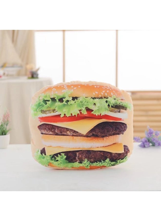 Creative Bread Biscuit Long Cushion Plush Doll Funny Birthday Gift Direct Simulation Snack Pillow-Color:Hamburg 42cm-Height:As Above  - Image 1