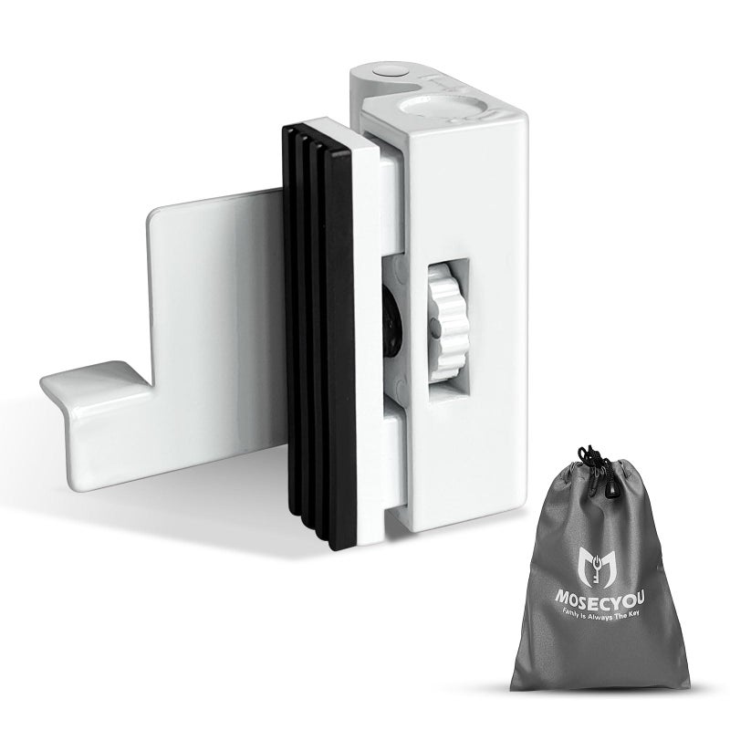 MOSECYOU Portable Door Lock for Home/Hotel Security, Apartment Bedroom No Drill Reinforcement Lock, Extra Lock for Travel, Flip Lock (White, 1 Pack) - Image 1