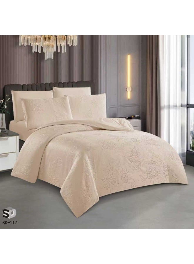 King Size Duvet Set, 6 Piece, Embroidered Design, Duvet 220x240 cm, Fitted Sheet 200x200 cm, Pillow Covers 50x75 cm