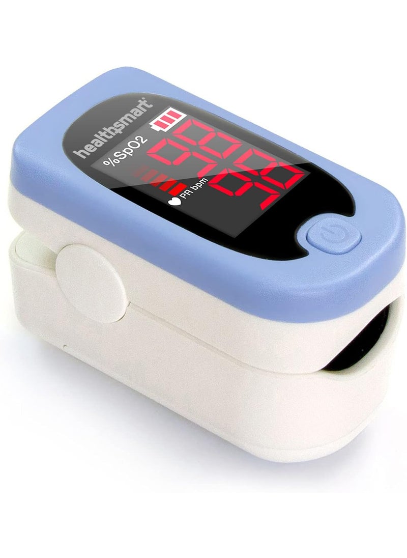 HealthSmart - HealthSmart Pulse Oximeter for Fingertip, Displays Blood Oxygen Saturation Content, FSA HSA Eligible, Pulse Rate and Pulse Bar with LED Display, Accurate and Reliable, Batteries and Lanyard Included - Image 1
