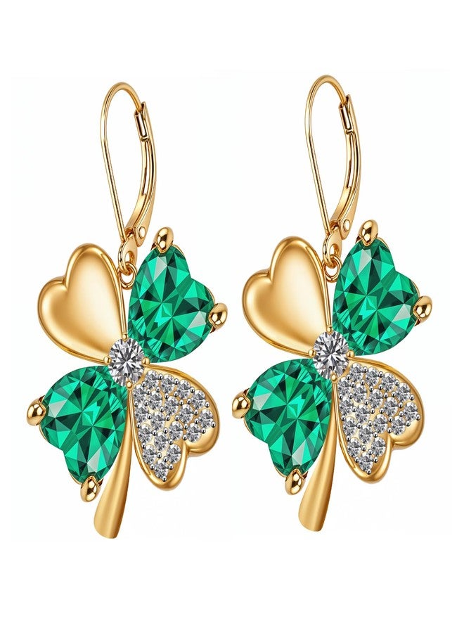 HighSpark St. Patrick's Day Earrings for Women | Irish Shamrock Earrings | Green Clover | Lovely Jewelry Gift - Green Leverback - Image 1