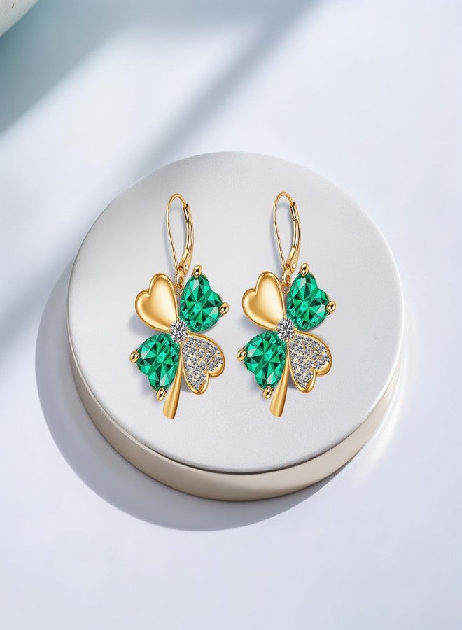 HighSpark St. Patrick's Day Earrings for Women | Irish Shamrock Earrings | Green Clover | Lovely Jewelry Gift - Green Leverback - Image 2