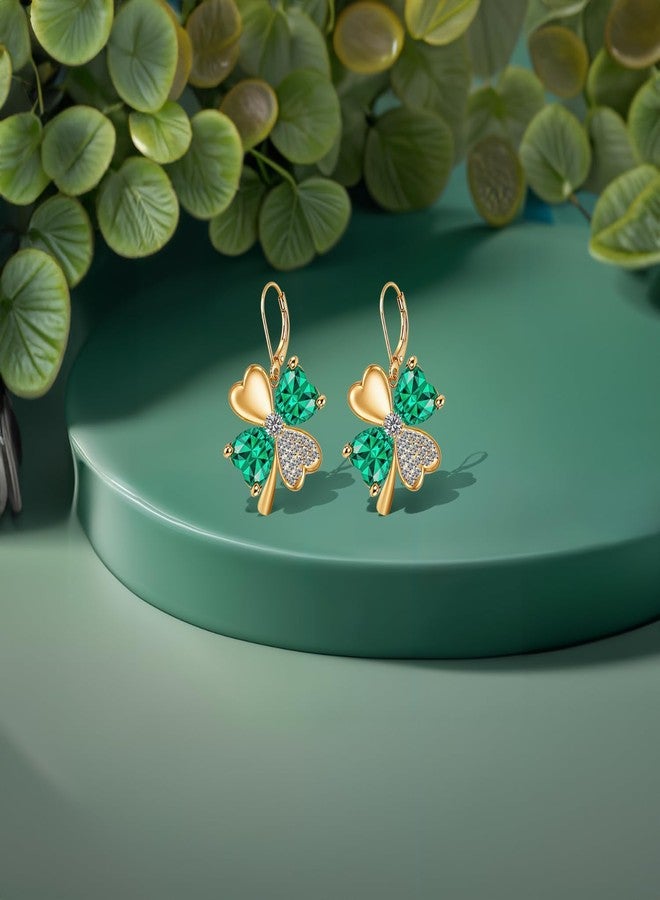 HighSpark St. Patrick's Day Earrings for Women | Irish Shamrock Earrings | Green Clover | Lovely Jewelry Gift - Green Leverback - Image 3