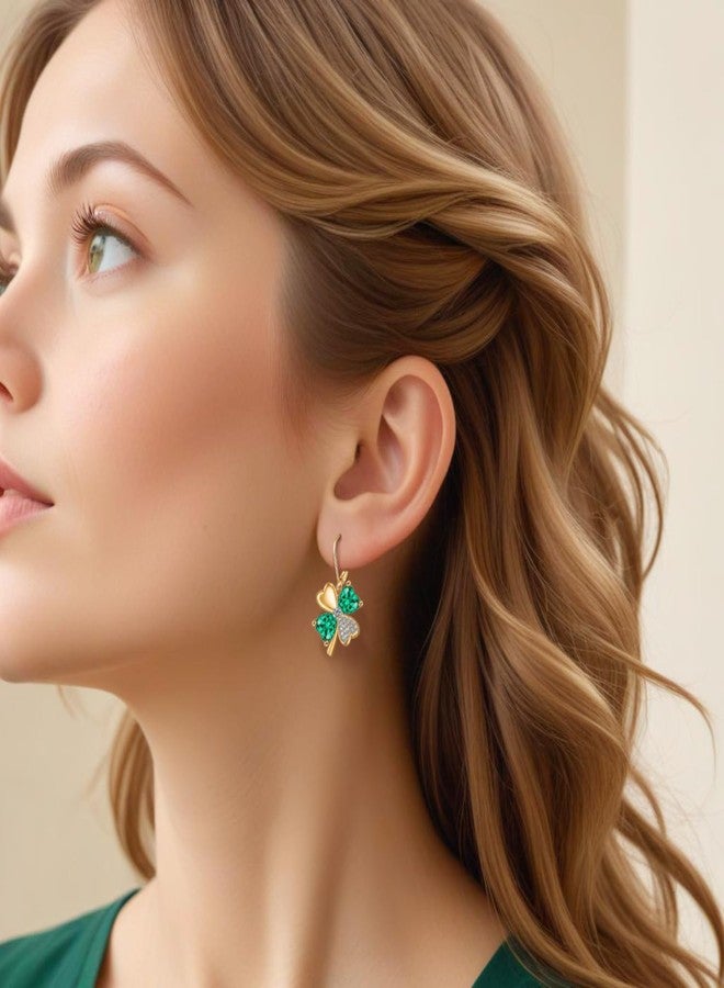 HighSpark St. Patrick's Day Earrings for Women | Irish Shamrock Earrings | Green Clover | Lovely Jewelry Gift - Green Leverback - Image 4
