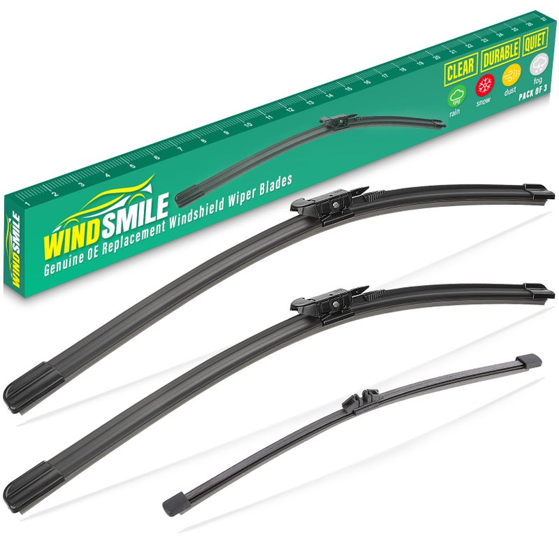 26 22 11 Windshield Wiper Blades Replacement for Ford Explorer 2011 2012 2013 2014 2015 2016 2017 2018 2019 2020 2021 2022 2023 2024 OEM Premium All Weather Front Rear Wipers Set Pack of 3