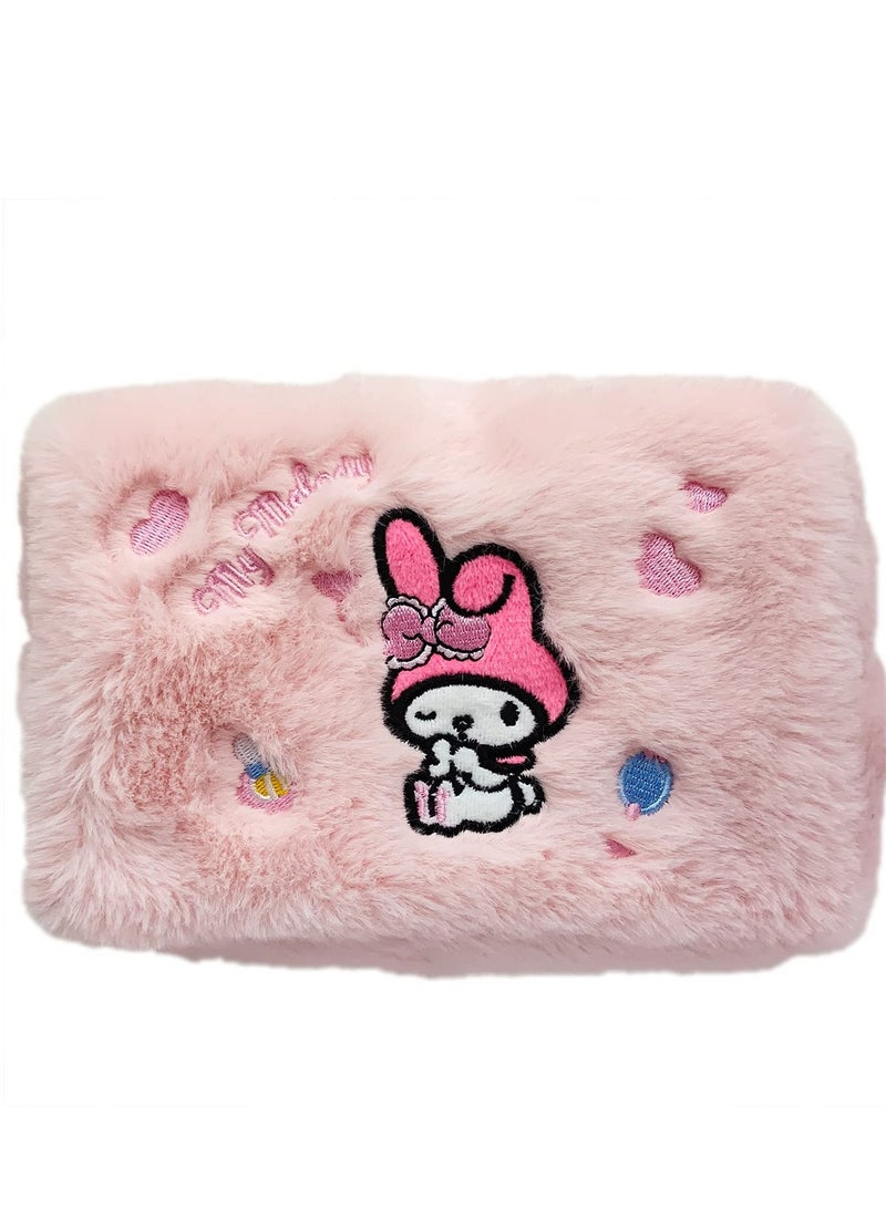 KASTWAVE Cartoon Anime Plush Makeup Bag, Zipper Pouch Cosmetics Bag, Embroidery Cartoon Characters Capacity Bag, Suitable For Women Girl Gift - Image 1