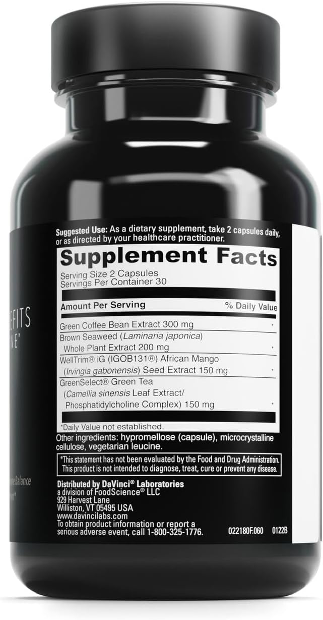 DAVINCI Labs AdipoLeptin Benefits Dietary Supplement  Hormone Balance Support  Metabolism Support with Green Tea Extract Green Coffee Bean Extract  More  60 Vegetarian Capsules 30 Servings - Image 2
