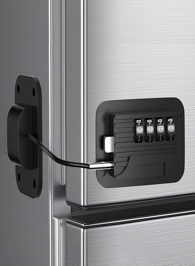 Hitexnetee Child Safety Number Lock - Strong Adhesive Cable Lock for Fridge, Freezer, Cabinet, Drawer, Window & Door | Baby & Toddler Proof Locking for Home Safety - Black (Pack of 1) - Image 1