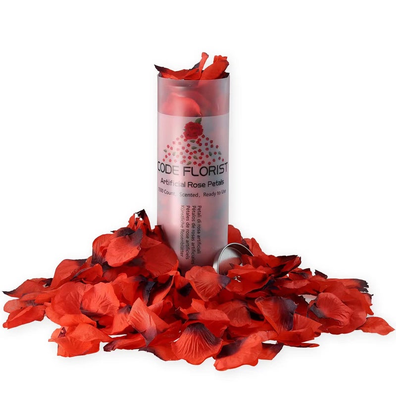 CODE FLORIST 1500 PCS Dark-Red Silk Rose Petals for Valentine's Day,Romantic Night,Wedding,Proposal Anniversary Flower Decorations(Separated,Scented) - Image 2