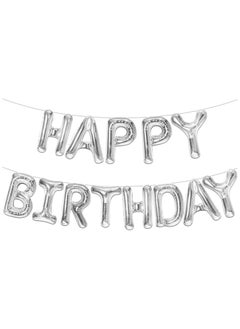 KATCHON Silver Happy Birthday Balloons Banner for Birthday Party Decoration  - Image 1