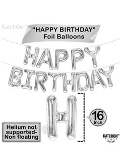 KATCHON Silver Happy Birthday Balloons Banner for Birthday Party Decoration  - Image 2
