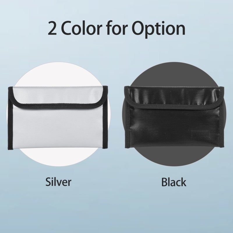 Fireproof Document Bag Black 7.87x4.72 Inches Fire & Water Resistant Up To 1200℉ - Secure Double Closure Document Holder for Home Office Travel Family Use - Image 3