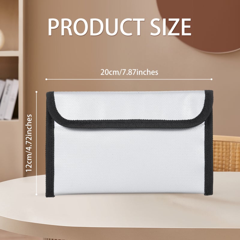 Fireproof Document Bag Black 7.87x4.72 Inches Fire & Water Resistant Up To 1200℉ - Secure Double Closure Document Holder for Home Office Travel Family Use - Image 2
