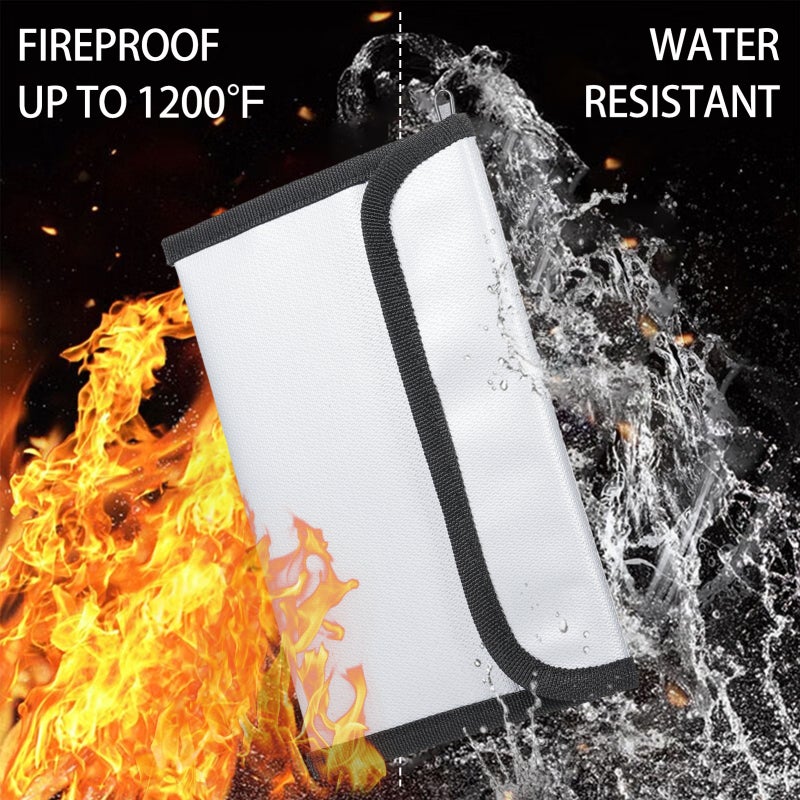 Fireproof Document Bag Black 7.87x4.72 Inches Fire & Water Resistant Up To 1200℉ - Secure Double Closure Document Holder for Home Office Travel Family Use - Image 5