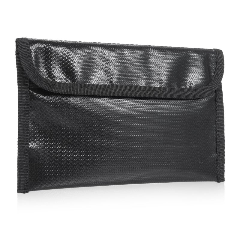 Fireproof Document Bag Black 7.87x4.72 Inches Fire & Water Resistant Up To 1200℉ - Secure Double Closure Document Holder for Home Office Travel Family Use - Image 1