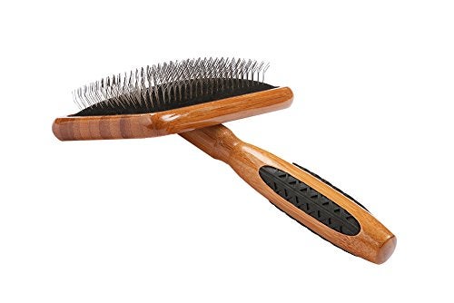 Bass Brushes Large Slicker Style Pet Brush with Bamboo Wood Handle and Rubber Grips - Image 1