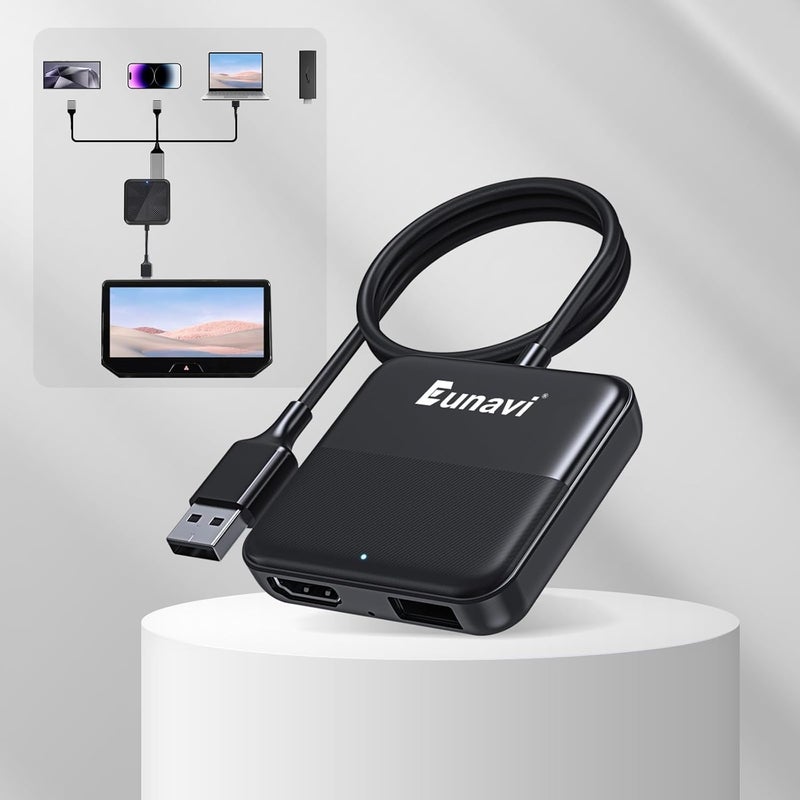Eunavi Car TV Mate - Magic Box Car Streaming Device - HDMI to USB Converter for OEM CarPlay - Compatible with Fire TV Stick, SetTop Box, Switch, Computer, etc - Plug & Play - Image 1