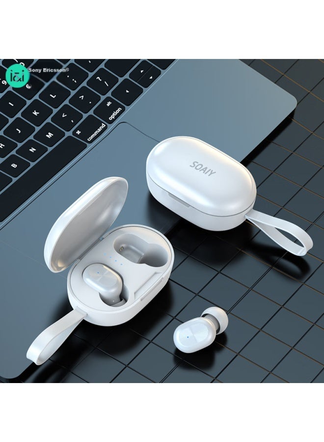 Soaiy Sr9 True Wireless Bluetooth Earphones, Noise-cancelling, In-ear, For Sports, Running, Gaming, Compatible With Huawei, Apple, Vivo, Xiaomi, Oppo, Honor Phones, White - Image 1