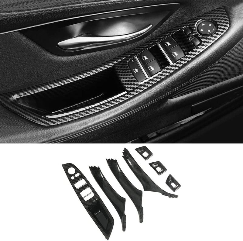 CHUANGHUI Car Door Handle Cover for BMW 5 Series F10 2011-2016 Interior Door Handles Replace Trim Cover 520i 528i 530i 535d 535i 550i (Carbon Fiber Color) - Image 4