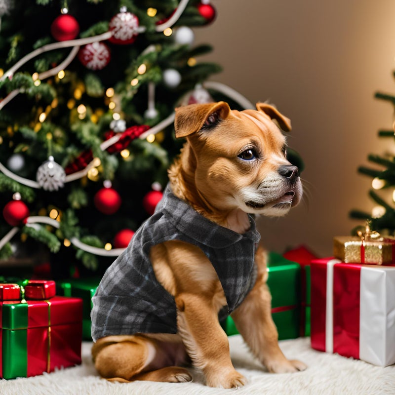 Rbenxia 4 Pieces Buffalo Plaid Dog Sweaters with Leash Ring Soft Fleece Vest Warm Dogs Pullover Jacket Dogs Clothes Winter Dog Outfits for Small Puppy Cat Pets (Small) - Image 3